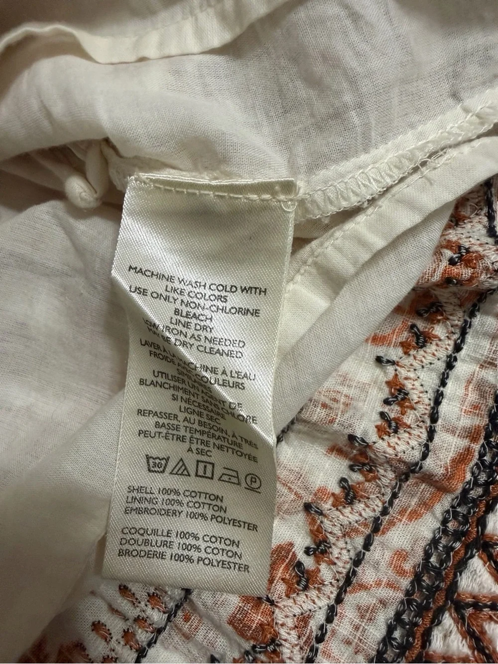 Anthropologie Rust and Cream Paisley Puff-Sleeve Peasant Blouse